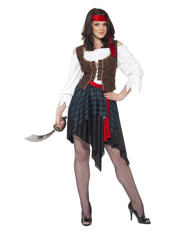 Pirate Lady Costume, Brown - Adult Weekender