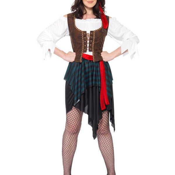 Pirate Lady Costume, Brown - Adult Weekender