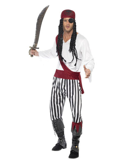 Pirate Man Costume, Black &amp; White - Adult Weekender