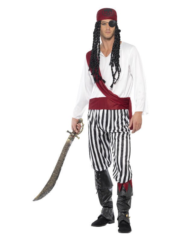 Pirate Man Costume, Black &amp; White - Adult Weekender