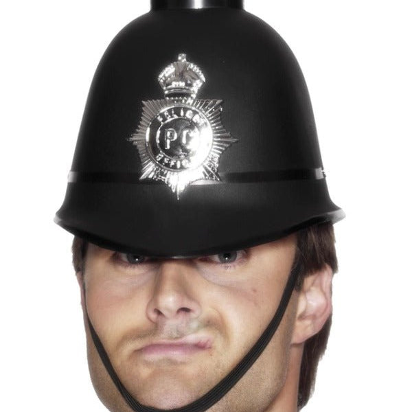 Police Helmet with Flashing Siren Light, Black - Adult Weekender