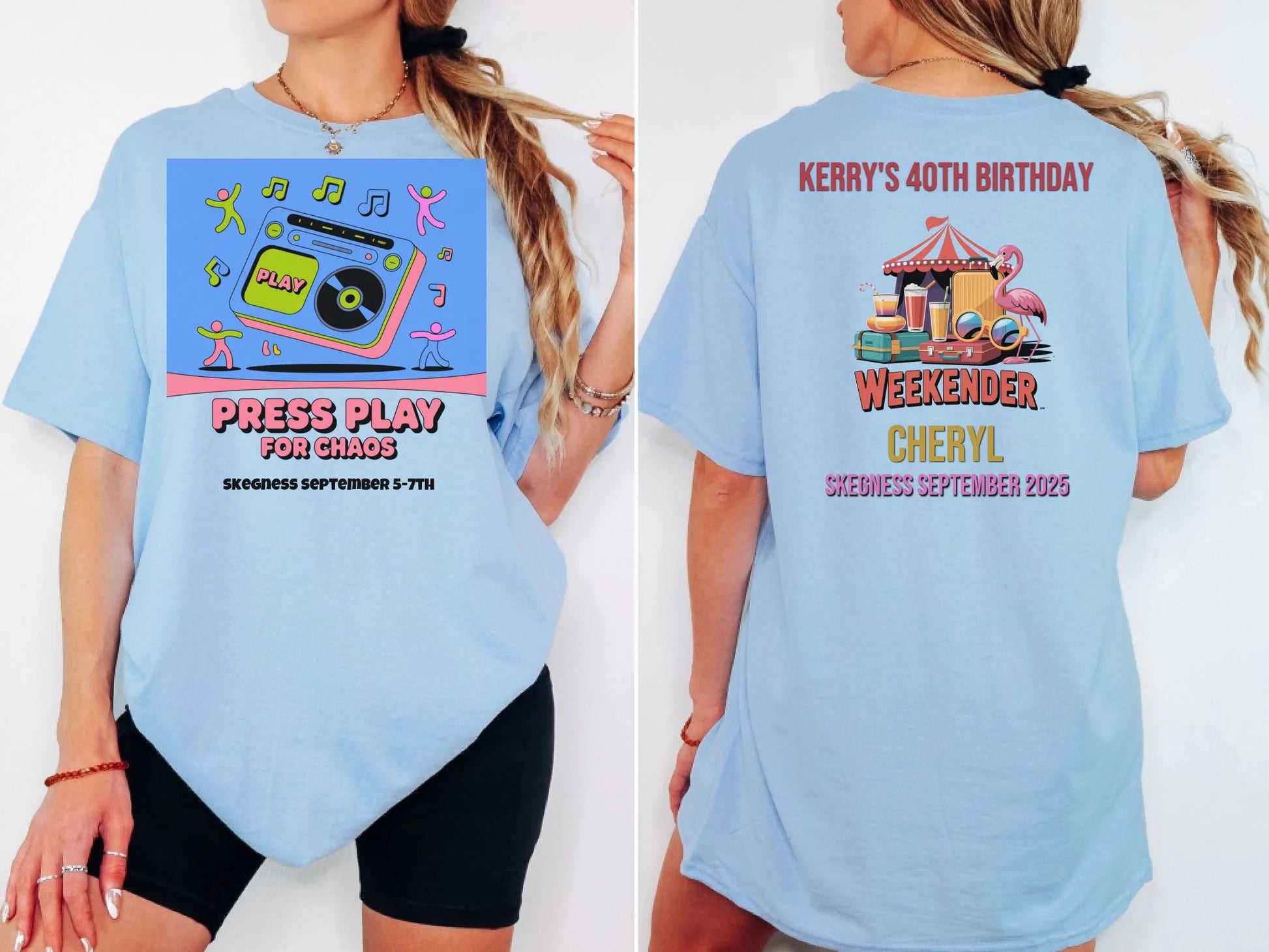 Press Play for Chaos - Adult Weekender Front and Back Personalised Unisex Heavy T-Shirt or Hoodie - 90s - Adult Weekender