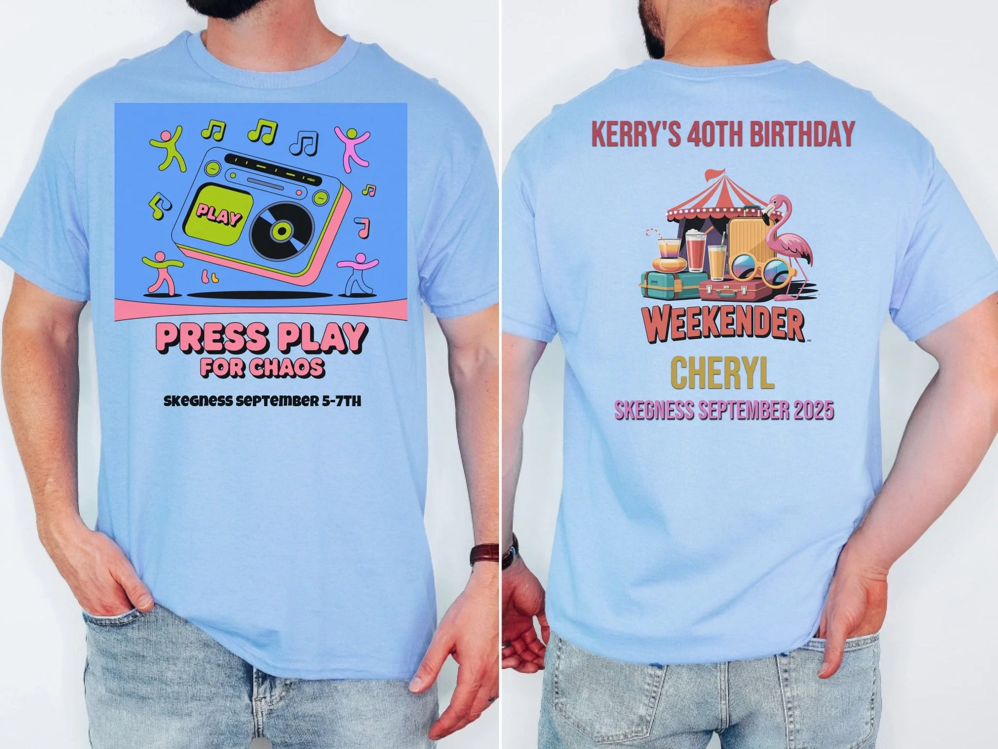Press Play for Chaos - Adult Weekender Front and Back Personalised Unisex Heavy T-Shirt or Hoodie - 90s - Adult Weekender