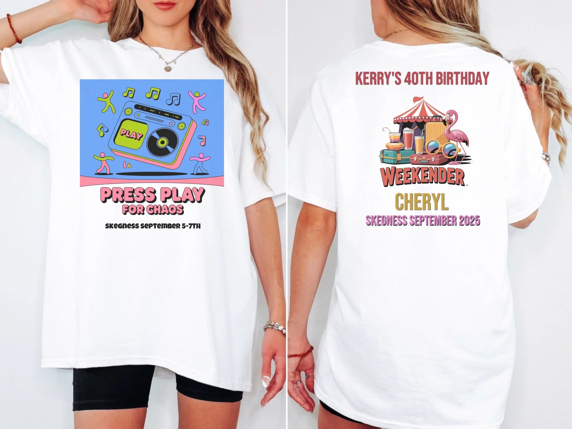 Press Play for Chaos - Adult Weekender Front and Back Personalised Unisex Heavy T-Shirt or Hoodie - 90s - Adult Weekender