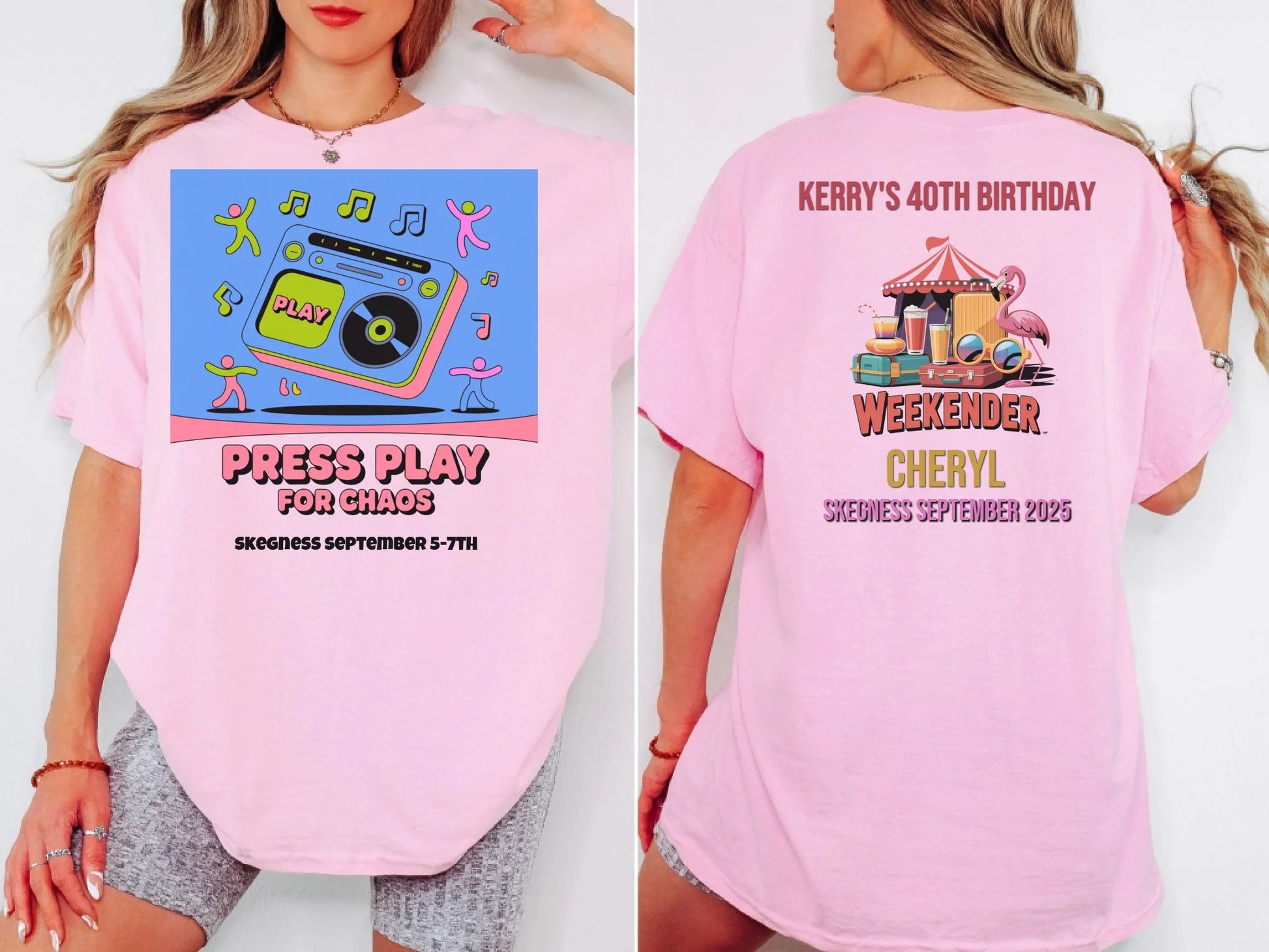 Press Play for Chaos - Adult Weekender Front and Back Personalised Unisex Heavy T-Shirt or Hoodie - 90s - Adult Weekender
