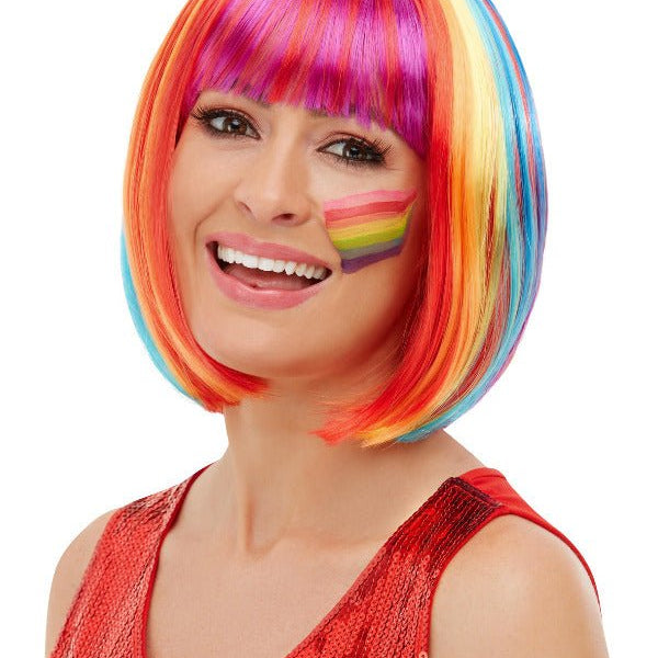 Rainbow Bob Wig, Multi - Coloured - Adult Weekender