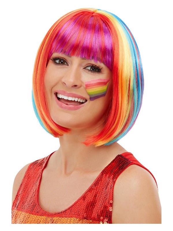 Rainbow Bob Wig, Multi - Coloured - Adult Weekender