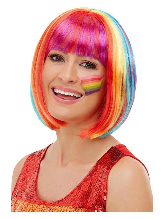 Rainbow Bob Wig, Multi - Coloured - Adult Weekender