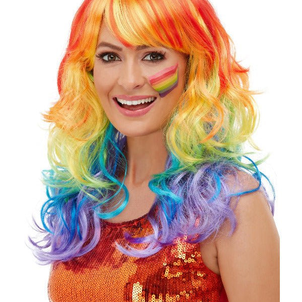 Rainbow Glam Wig, Multi - Coloured - Adult Weekender