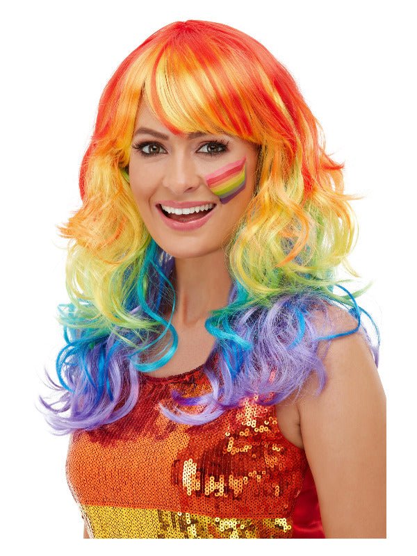 Rainbow Glam Wig, Multi - Coloured - Adult Weekender
