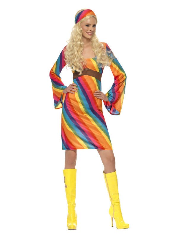 Rainbow Hippie Costume, Multi - Coloured - Adult Weekender