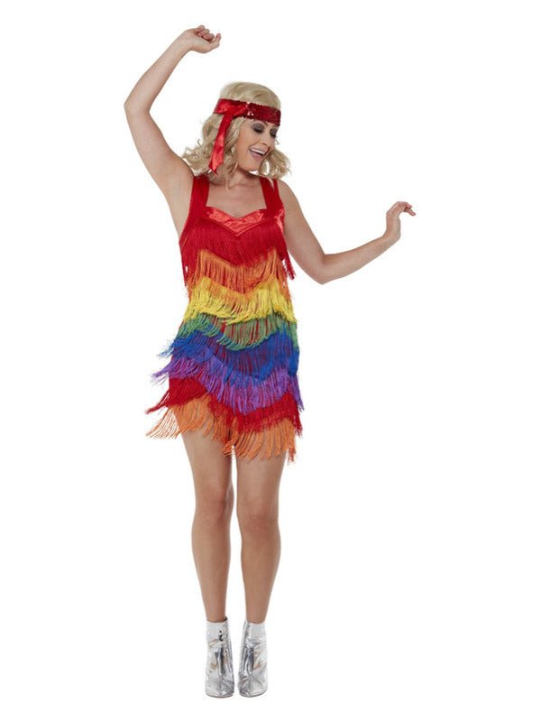 Rainbow Pride 20s Flapper Dress, Multicoloured - Adult Weekender