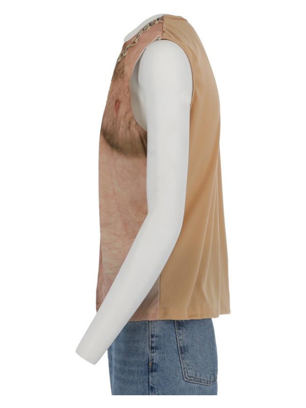 Realistic 70s Hairy Chest, Sleeveless Top, Nude - Adult Weekender
