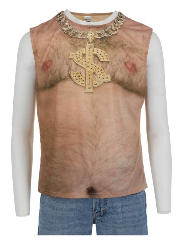 Realistic 70s Hairy Chest, Sleeveless Top, Nude - Adult Weekender