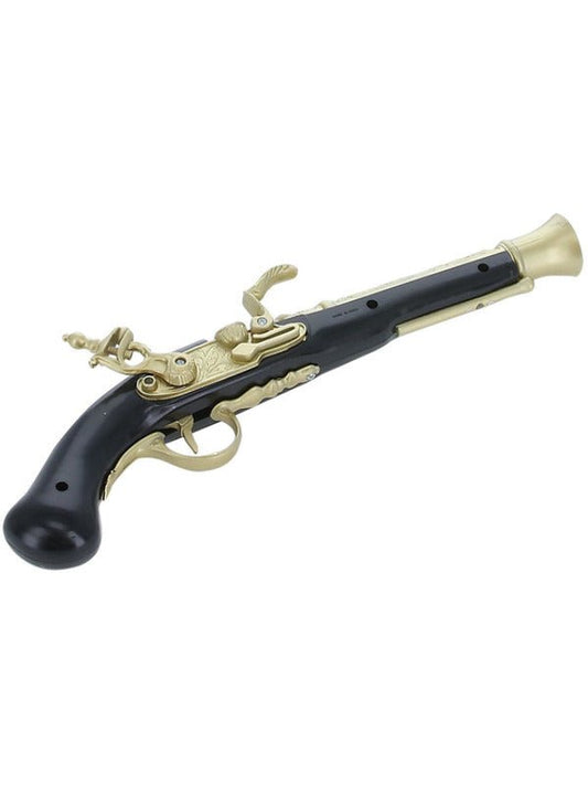 Realistic Pirate Blunderbuss Pistol, Black &amp; Gold - Adult Weekender
