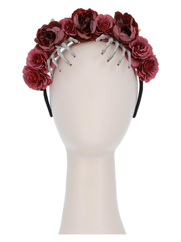 Red Rose &amp; Skeleton Hand Headband - Adult Weekender