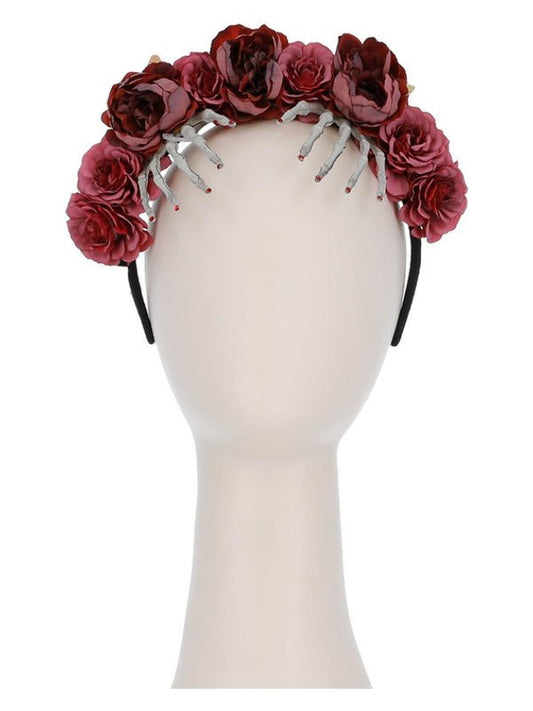 Red Rose &amp; Skeleton Hand Headband - Adult Weekender