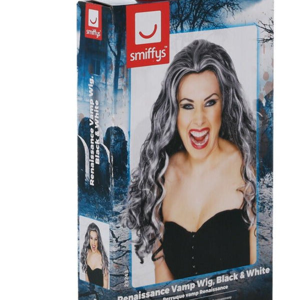 Renaissance Vamp Wig, Black & White - Adult Weekender