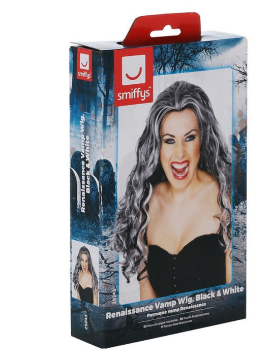 Renaissance Vamp Wig, Black &amp; White - Adult Weekender