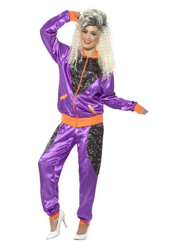 Retro Shell Suit Costume, Ladies, Purple - Adult Weekender