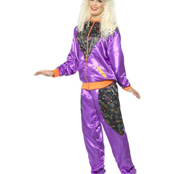 Retro Shell Suit Costume, Ladies, Purple - Adult Weekender