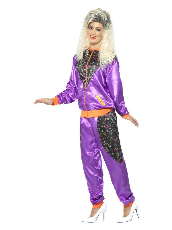 Retro Shell Suit Costume, Ladies, Purple - Adult Weekender