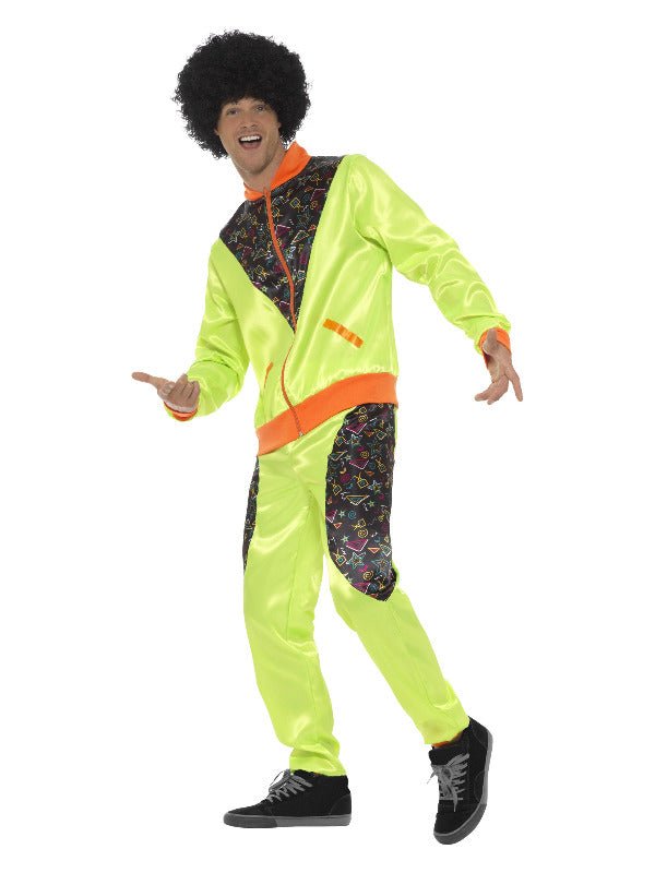 Retro Shell Suit Costume, Mens, Neon Green - Adult Weekender