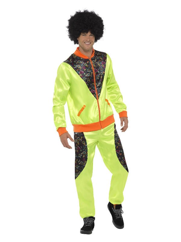 Retro Shell Suit Costume, Mens, Neon Green - Adult Weekender
