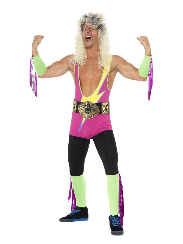 Retro Wrestler Costume, Multi - Coloured - Adult Weekender