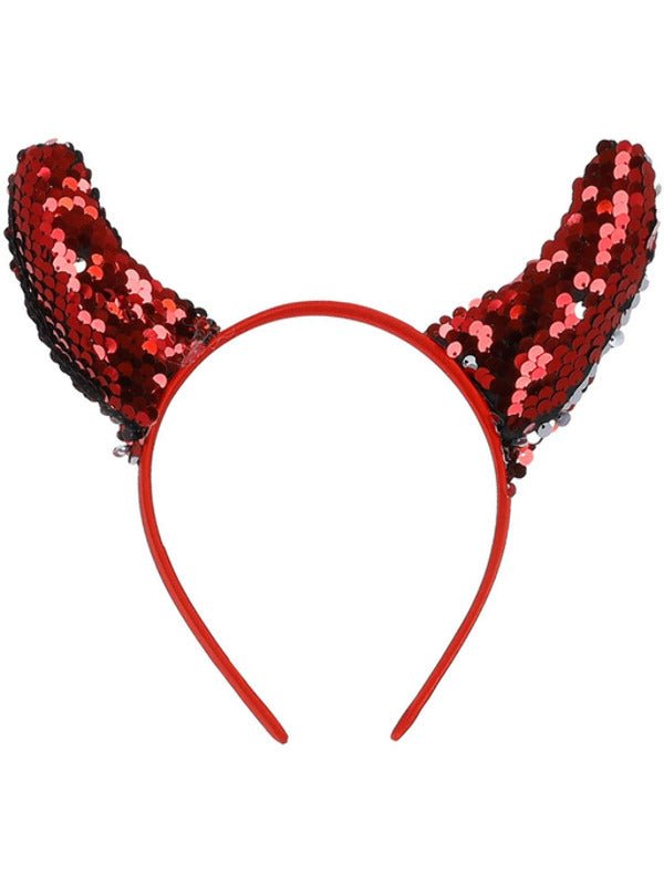 Reversible Sequin Devil Horns, Red - Adult Weekender