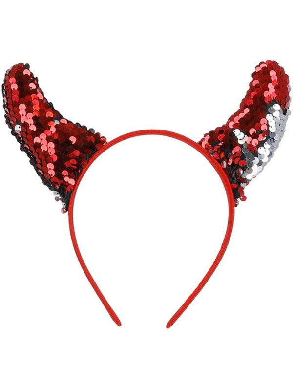 Reversible Sequin Devil Horns, Red - Adult Weekender