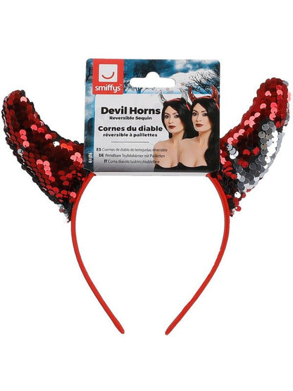 Reversible Sequin Devil Horns, Red - Adult Weekender