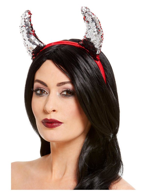 Reversible Sequin Devil Horns, Red - Adult Weekender