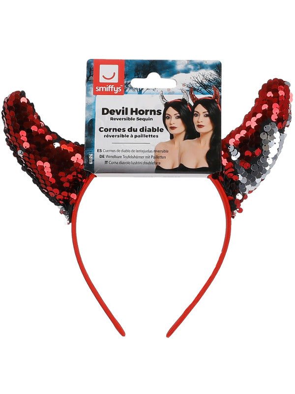 Reversible Sequin Devil Horns, Red - Adult Weekender