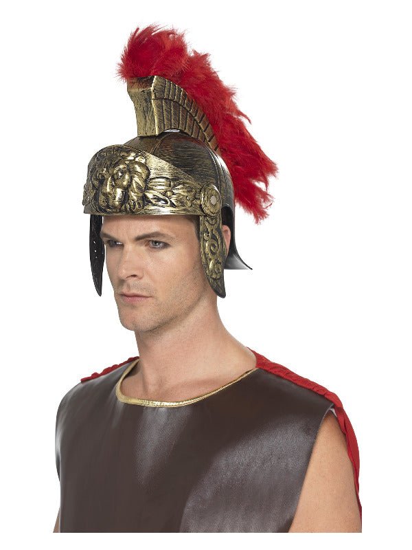 Roman Spartan Helmet, Gold &amp; Red - Adult Weekender