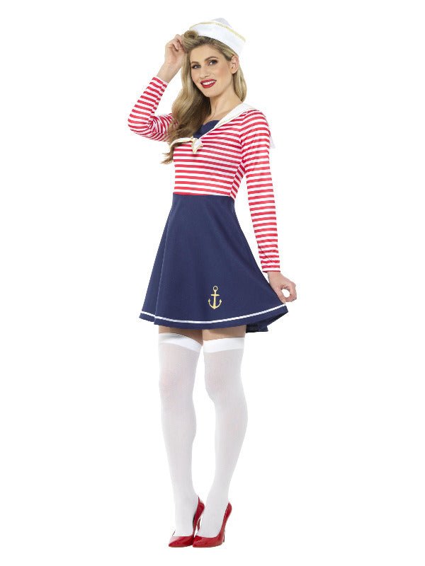 Sailor Lady Costume, Blue &amp; White - Adult Weekender