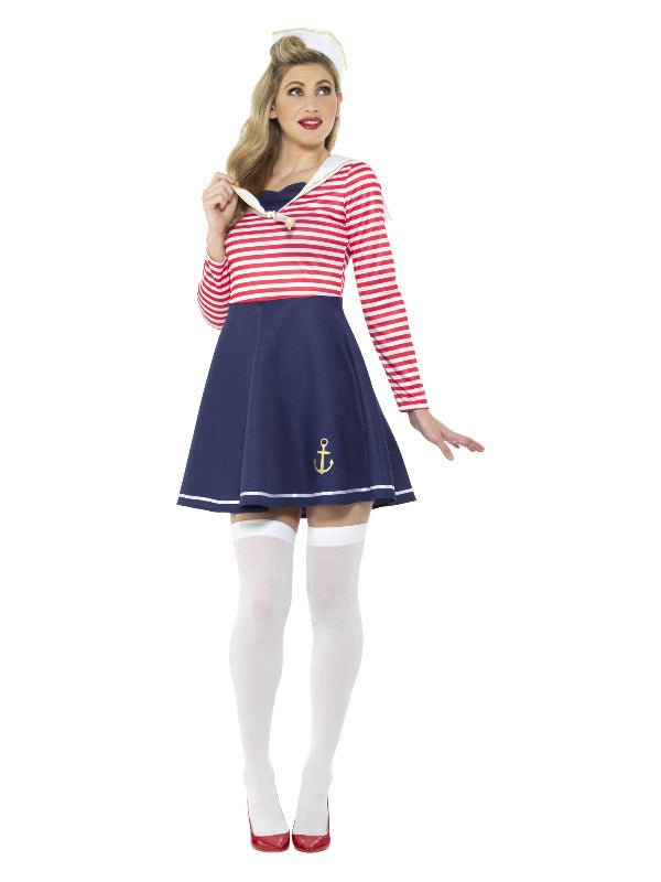Sailor Lady Costume, Blue &amp; White - Adult Weekender