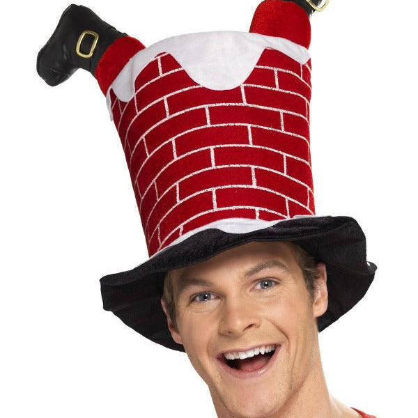 Santa Stuck in Chimney Hat, Red - Adult Weekender