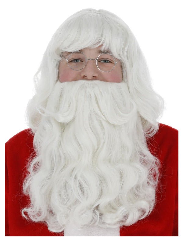 Santa Wig and Beard Set, White - Adult Weekender