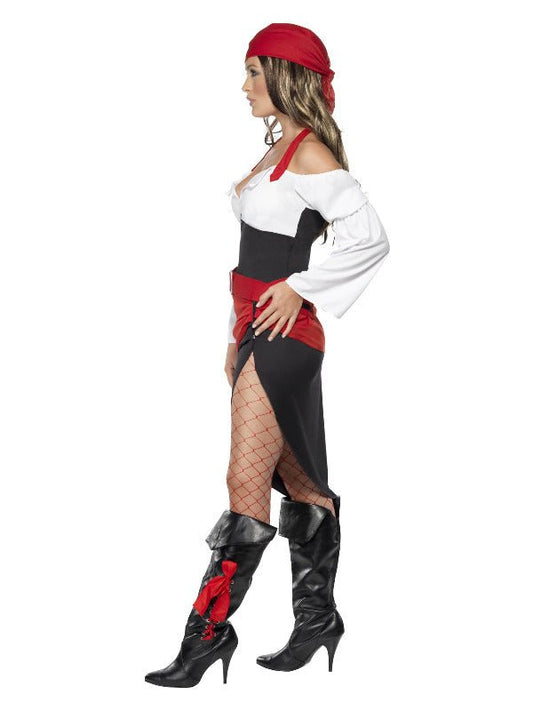 Sassy Pirate Wench Costume with Skirt, Black - Adult Weekender