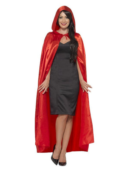 Satin Hooded Cape, Red - Adult Weekender