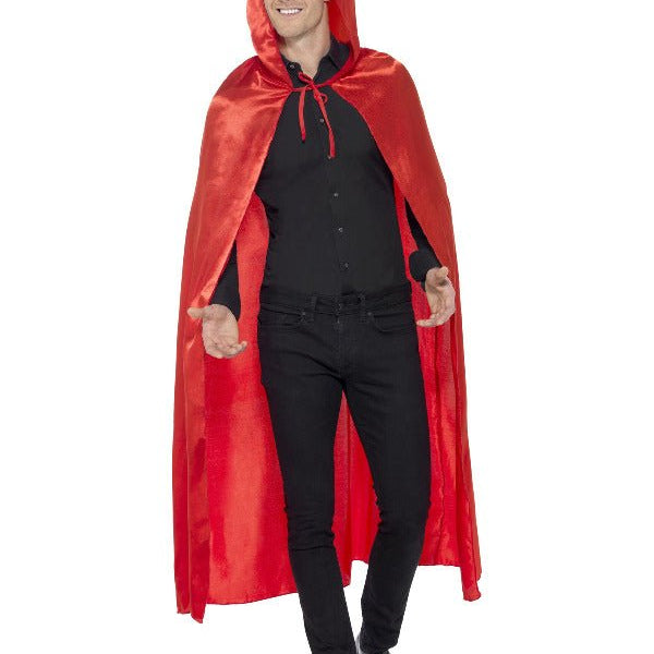 Satin Hooded Cape, Red - Adult Weekender