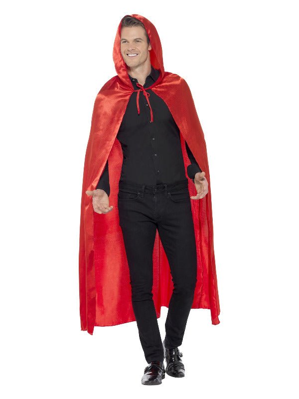 Satin Hooded Cape, Red - Adult Weekender