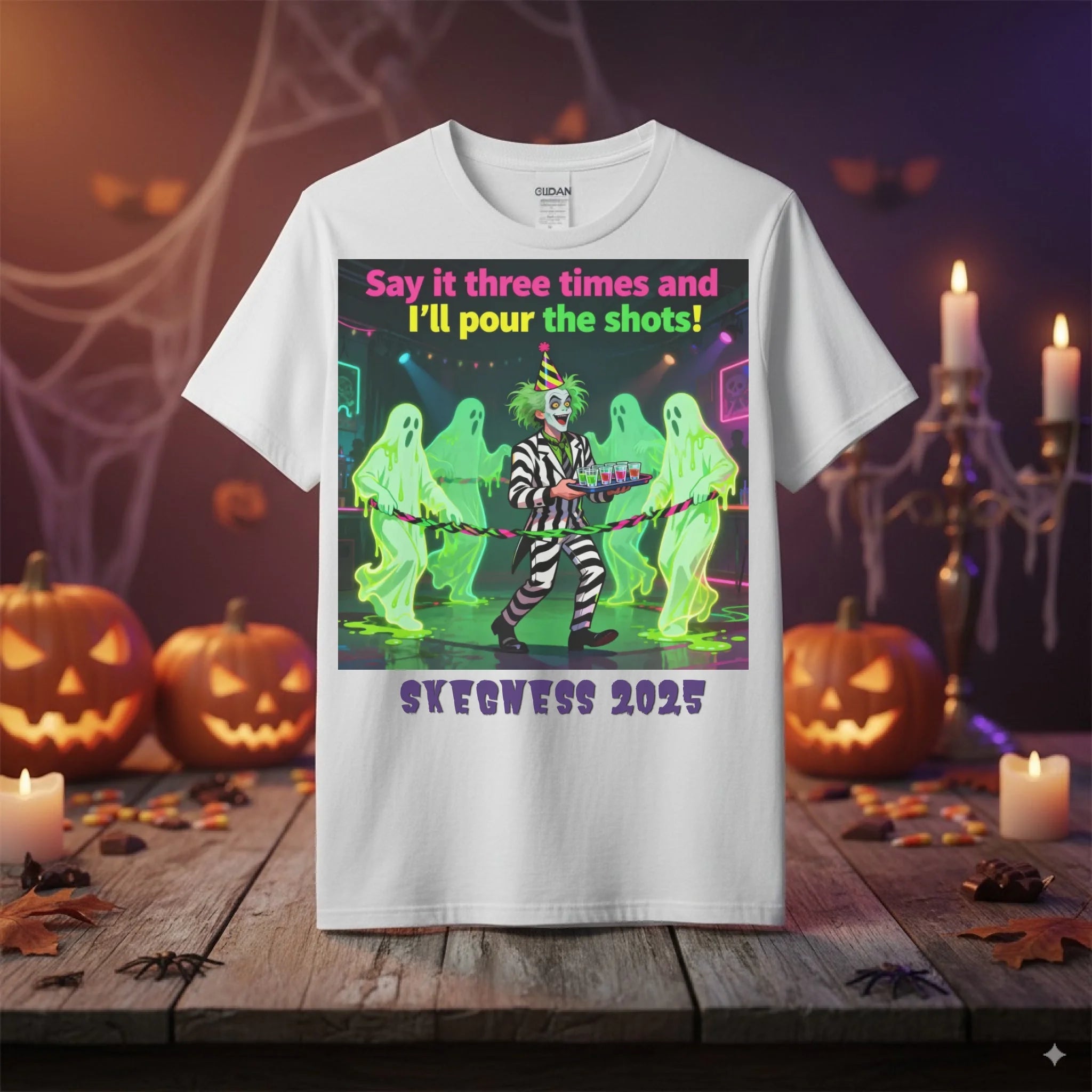 Say it three times - Adult Weekender Unisex Heavy T-Shirt - Stags, Hens, Birthdays Halloween - Adult Weekender