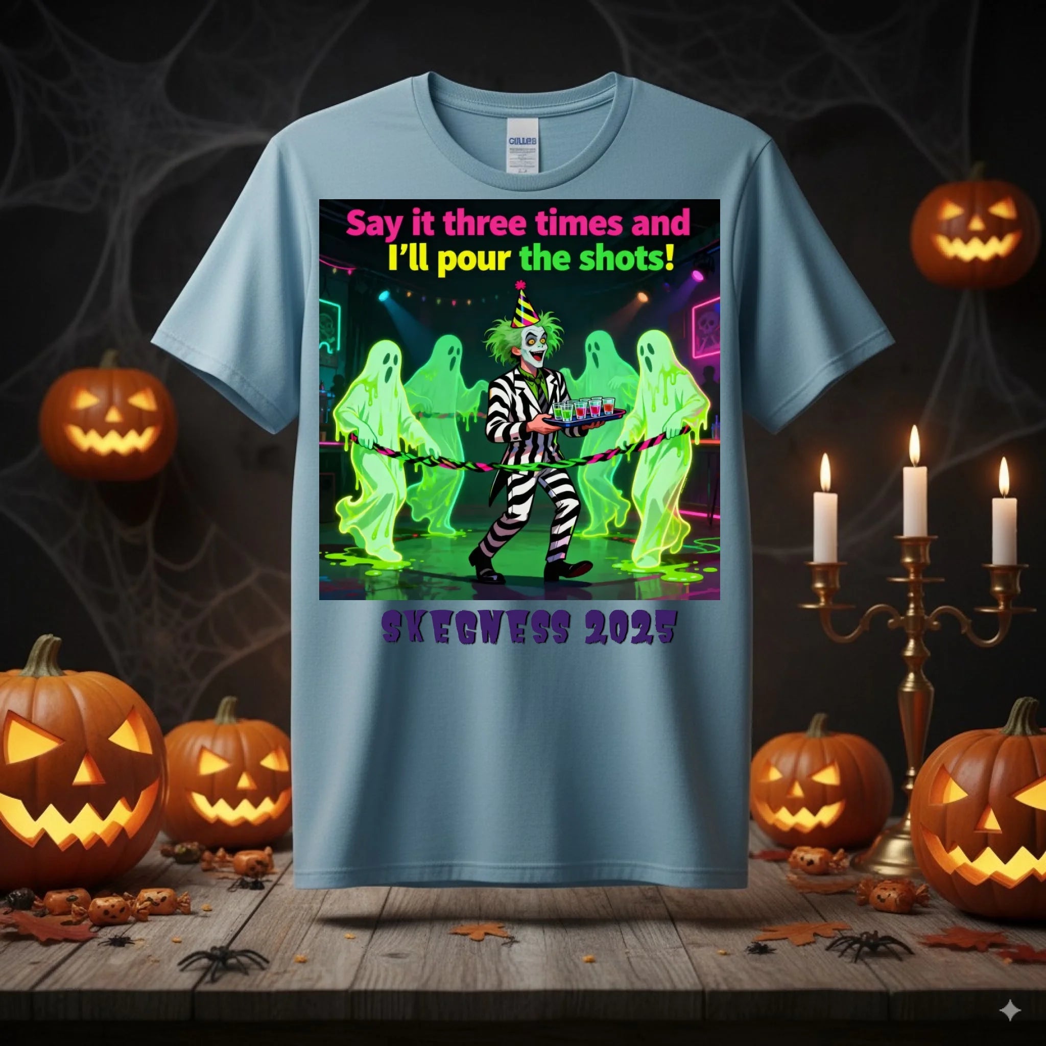 Say it three times - Adult Weekender Unisex Heavy T-Shirt - Stags, Hens, Birthdays Halloween - Adult Weekender