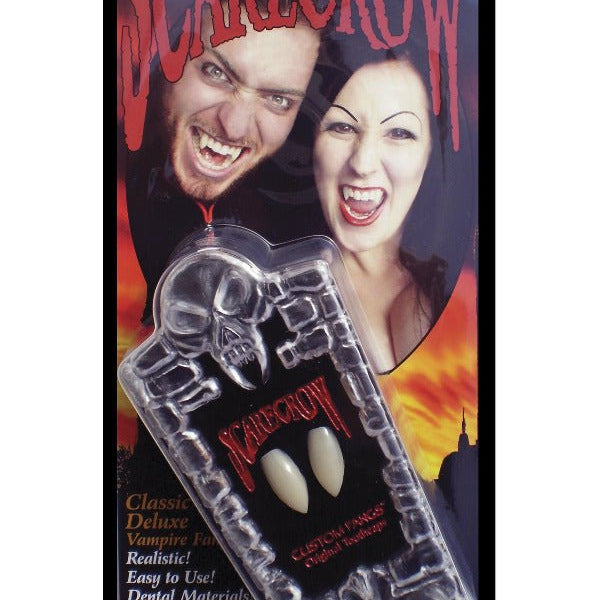 Scarecrow Deluxe Classic Vampire Fangs, White - Adult Weekender