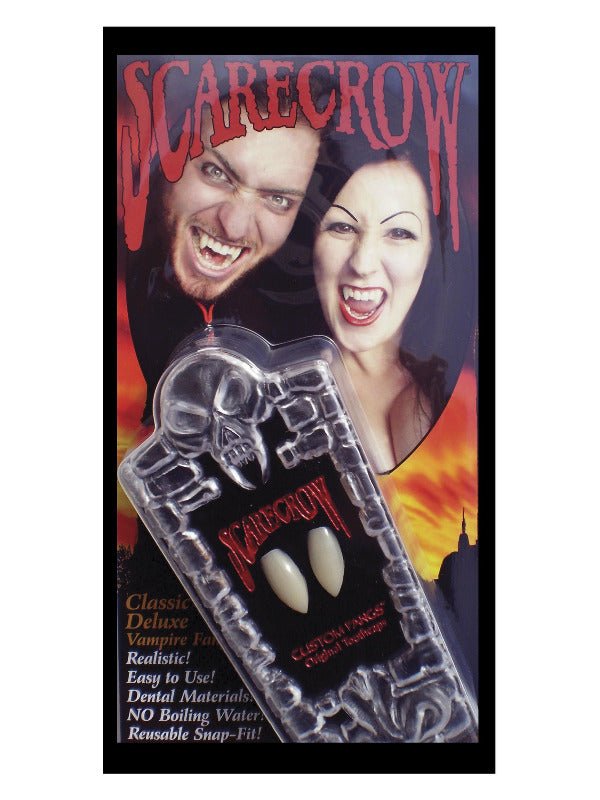 Scarecrow Deluxe Classic Vampire Fangs, White - Adult Weekender
