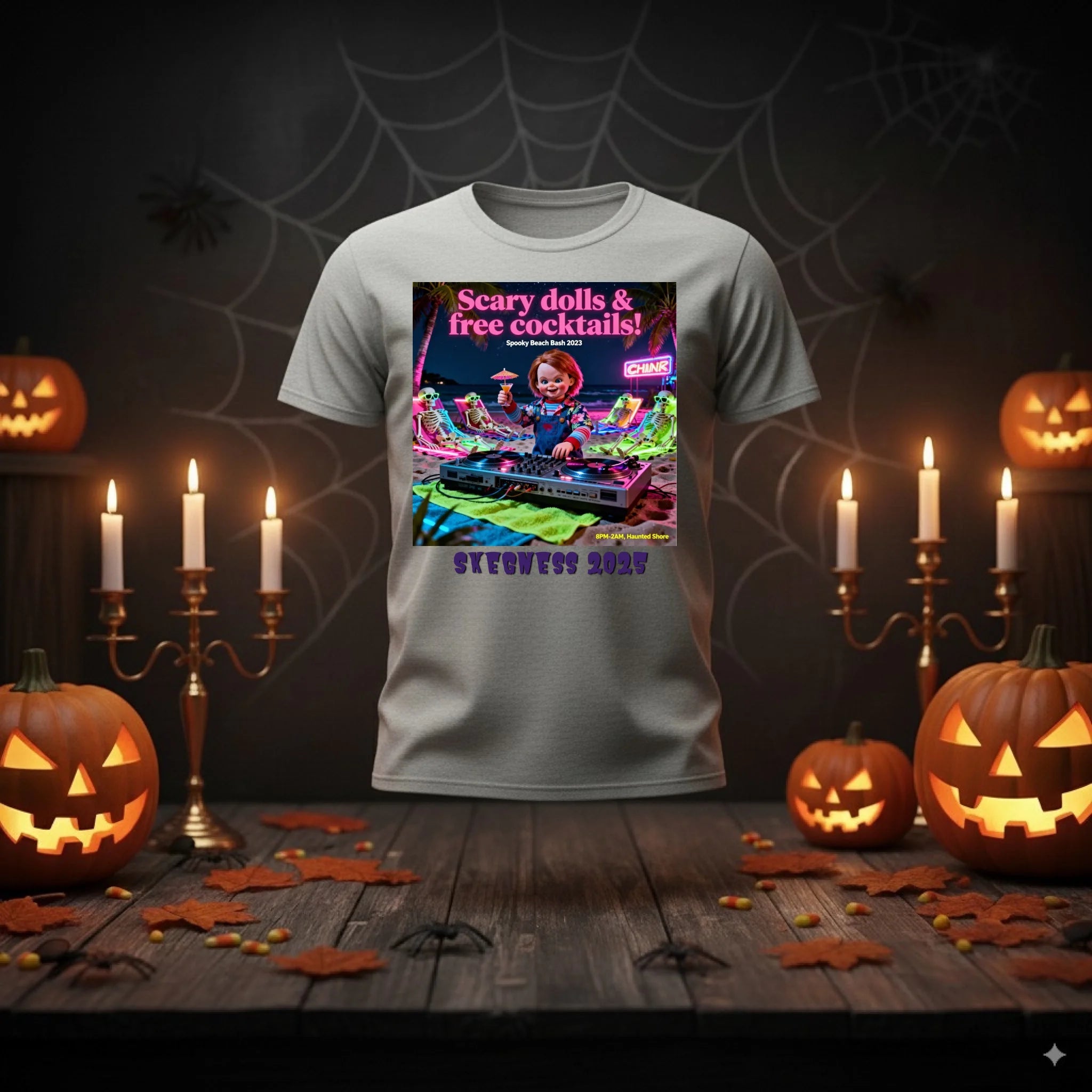 Scary Doll - Adult Weekender Unisex Heavy T-Shirt - Stags, Hens, Birthdays Halloween - Adult Weekender
