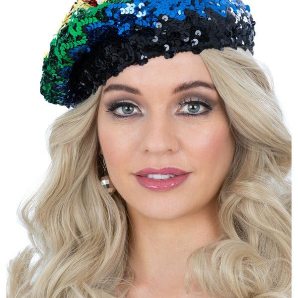 Sequin Beret, Rainbow - Adult Weekender