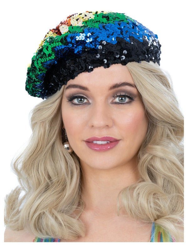 Sequin Beret, Rainbow - Adult Weekender